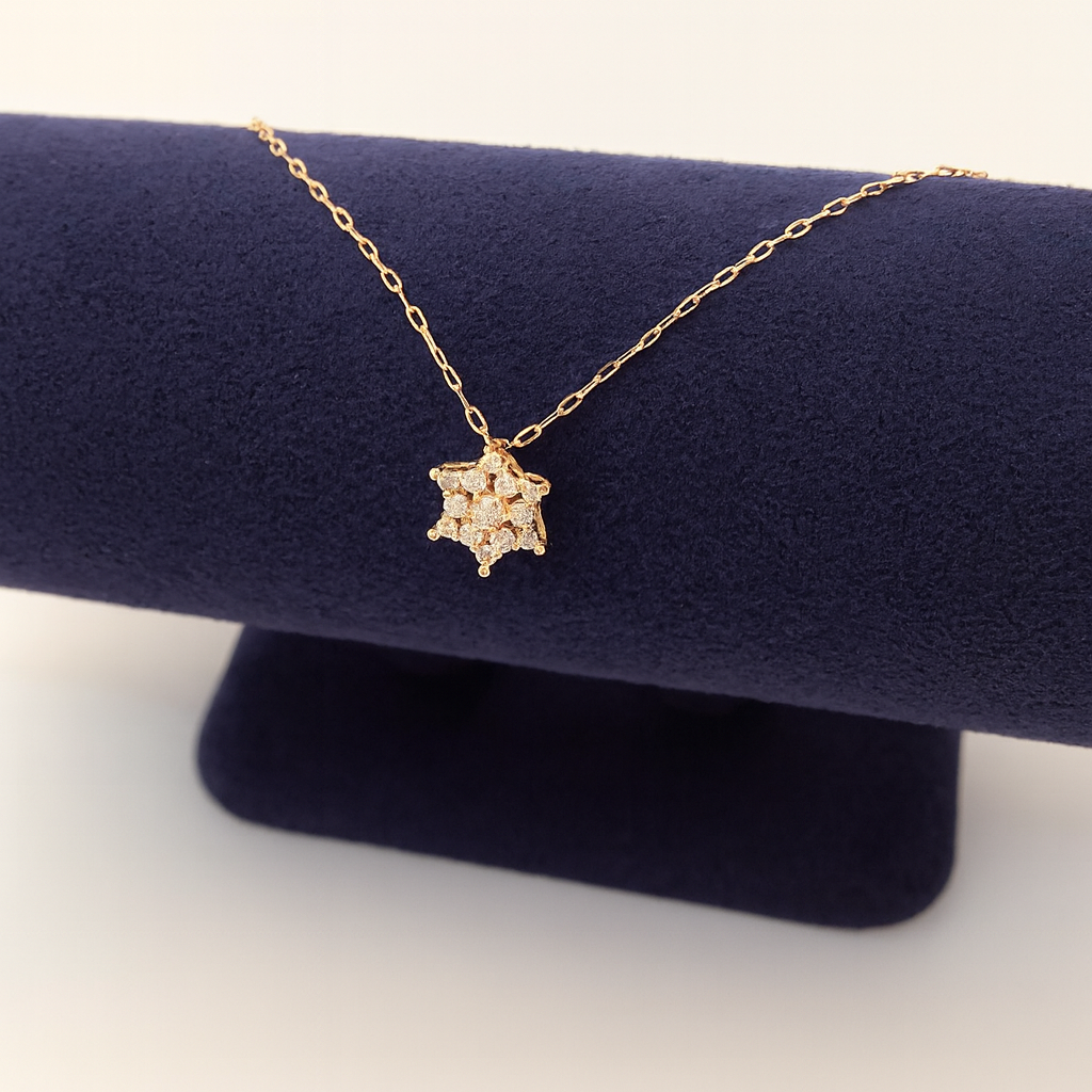 K18ハート＆キューピット　ダイヤロングネックレス