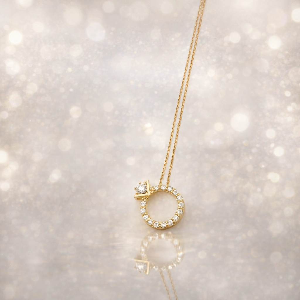 K18ダイヤ　リングデザインネックレス