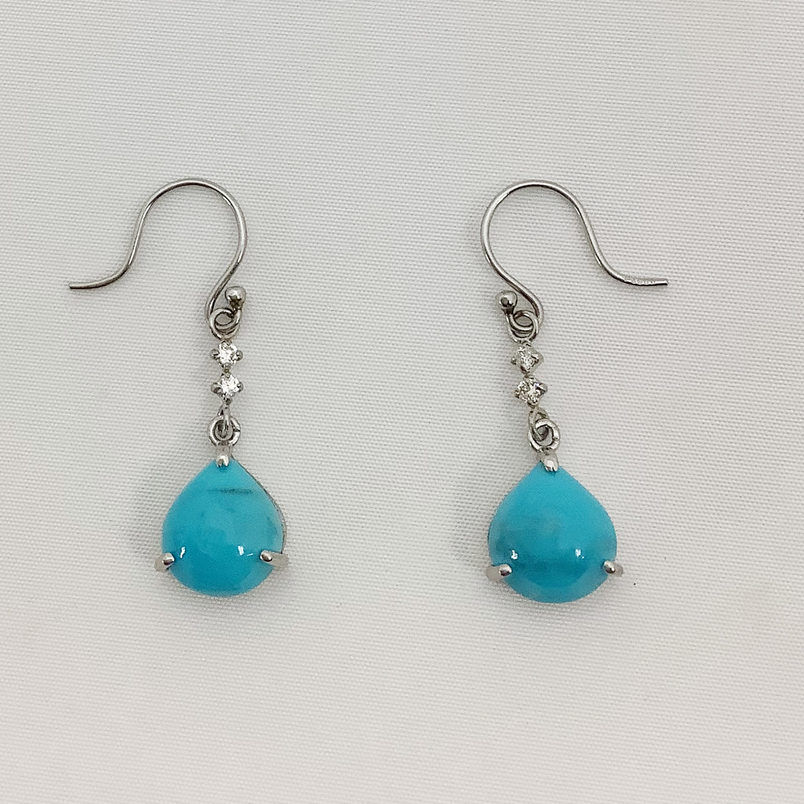 Ptトルコ石/ダイヤインデアンピアス